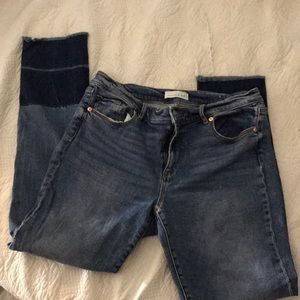 Skinny Fray Ombré Stretchy Denim Jeans